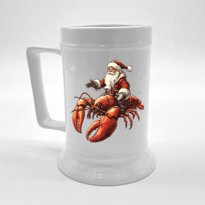 Santa Riding Lobster Funny Lobster Christmas Xmas Pajama Gift Beer Stein