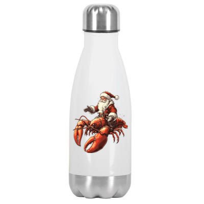 Santa Riding Lobster Funny Lobster Christmas Xmas Pajama Gift Stainless Steel Insulated Water Bottle