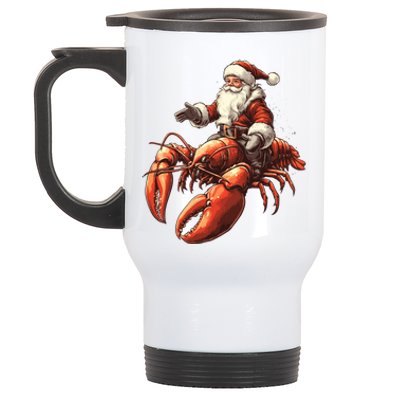 Santa Riding Lobster Funny Lobster Christmas Xmas Pajama Gift Stainless Steel Travel Mug