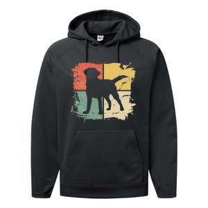 Square Retro Labrador Owner Gift Golden Black Lab Dad Mom Performance Fleece Hoodie