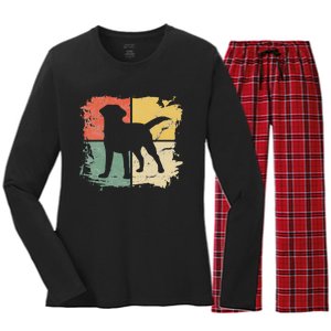 Square Retro Labrador Owner Gift Golden Black Lab Dad Mom Women's Long Sleeve Flannel Pajama Set 