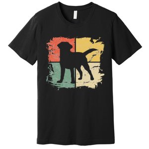 Square Retro Labrador Owner Gift Golden Black Lab Dad Mom Premium T-Shirt