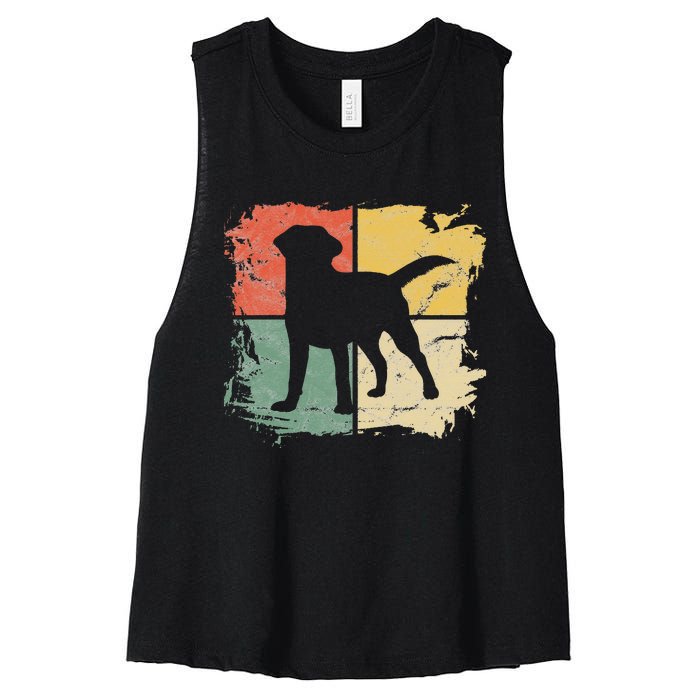 Square Retro Labrador Owner Gift Golden Black Lab Dad Mom Women's Racerback Cropped Tank