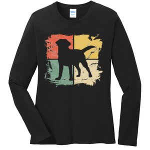 Square Retro Labrador Owner Gift Golden Black Lab Dad Mom Ladies Long Sleeve Shirt