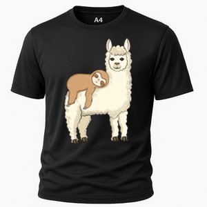 Sloth Riding Llama Funny Animals Lovers Cooling Performance Crew T-Shirt