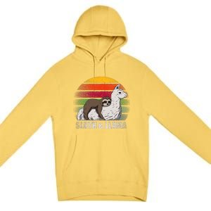 Sloth Riding LLAMA Premium Pullover Hoodie