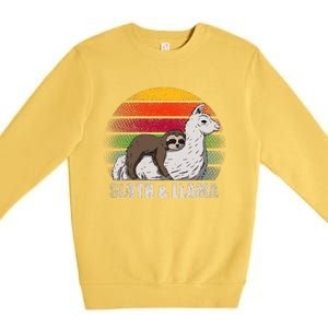 Sloth Riding LLAMA Premium Crewneck Sweatshirt