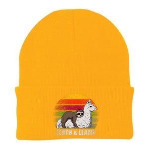 Sloth Riding LLAMA Knit Cap Winter Beanie