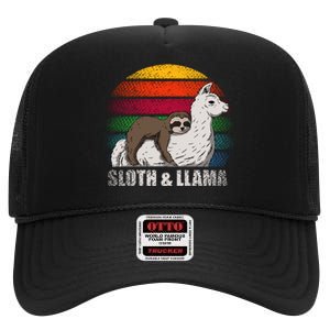 Sloth Riding LLAMA High Crown Mesh Back Trucker Hat