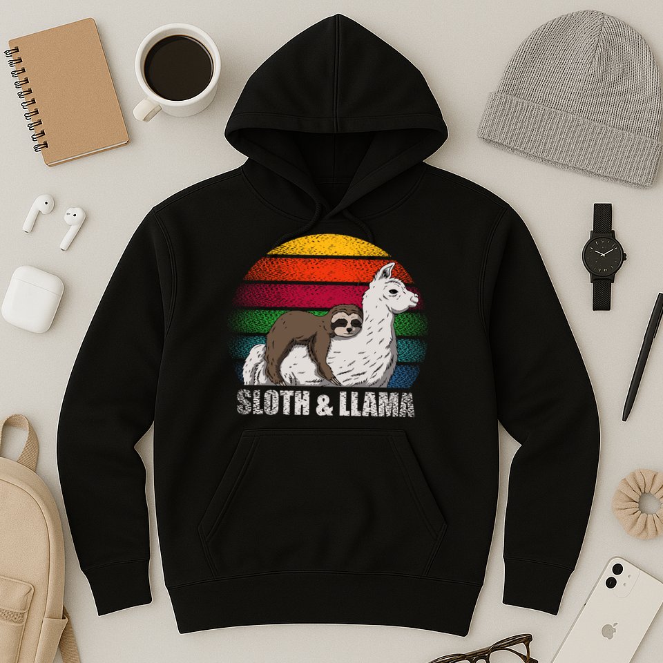 Sloth Riding LLAMA Hoodie