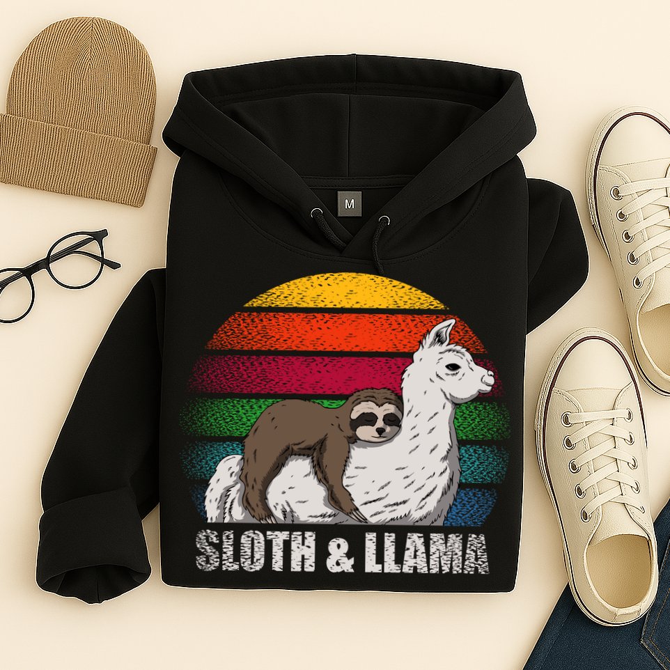 Sloth Riding LLAMA Hoodie