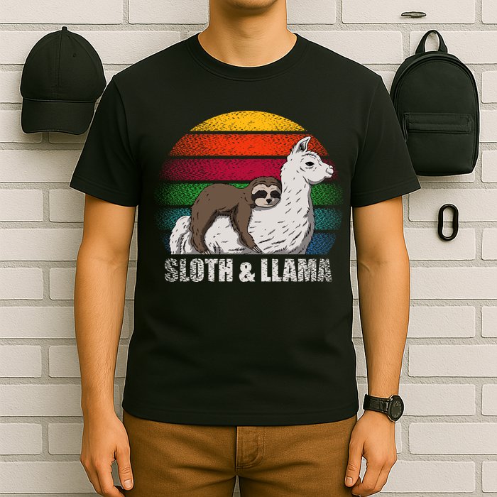 Sloth Riding LLAMA T-Shirt