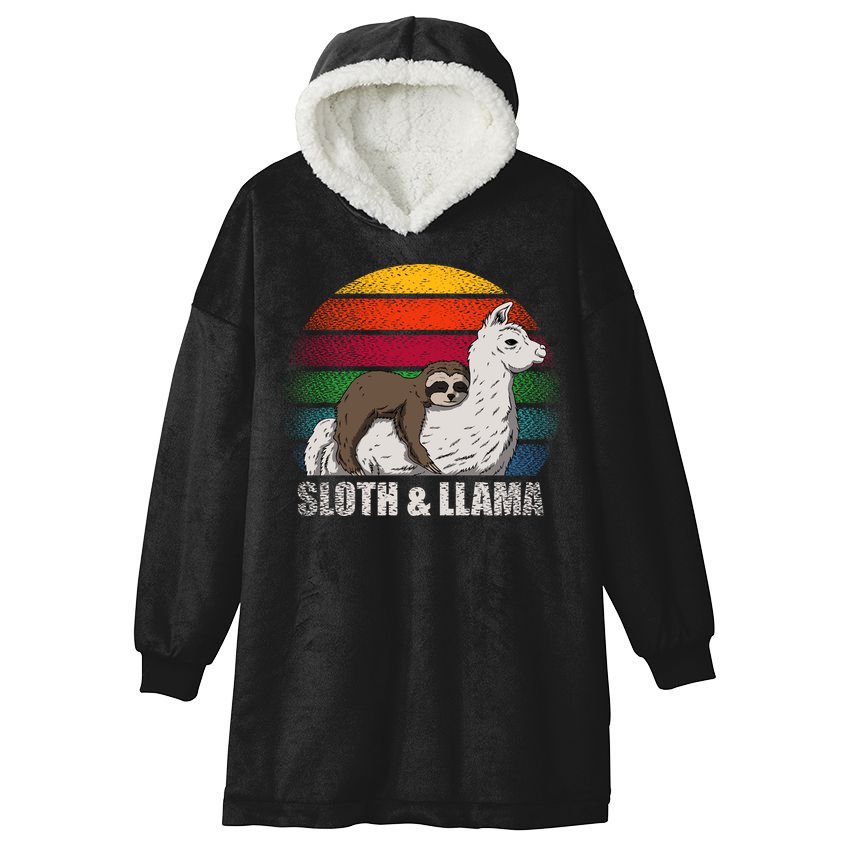 Sloth Riding LLAMA Hooded Wearable Blanket