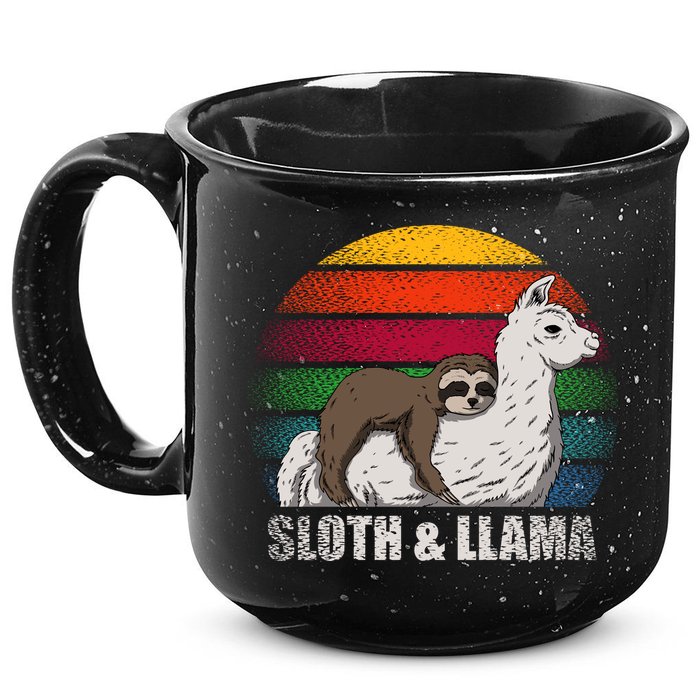 Sloth Riding LLAMA 15oz Campfire Ceramic Mug