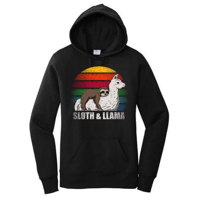 Sloth Riding LLAMA Women's Pullover Hoodie
