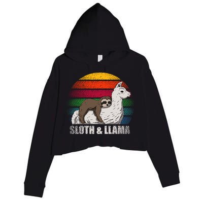 Sloth Riding LLAMA Crop Fleece Hoodie
