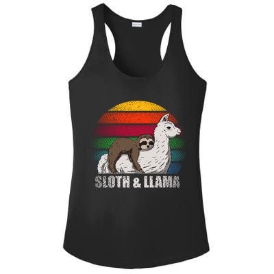 Sloth Riding LLAMA Ladies PosiCharge Competitor Racerback Tank