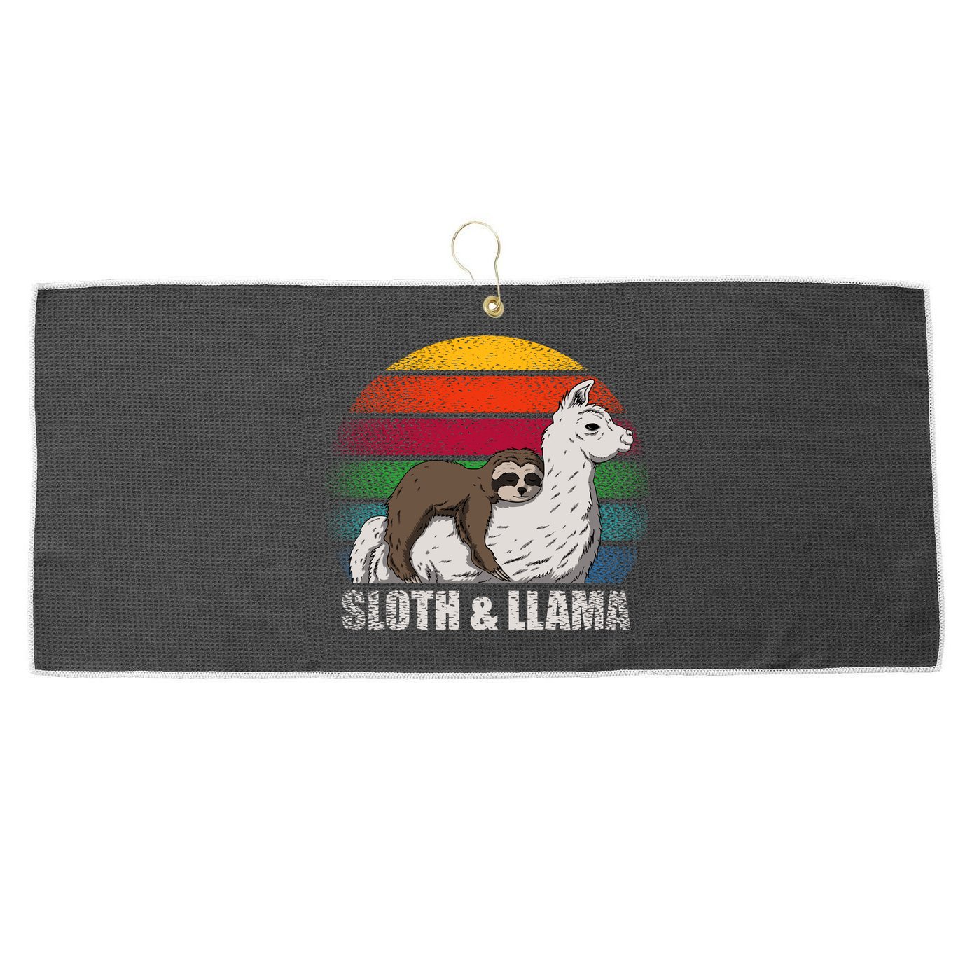 Sloth Riding LLAMA Large Microfiber Waffle Golf Towel