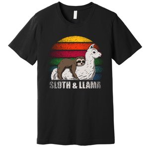 Sloth Riding LLAMA Premium T-Shirt