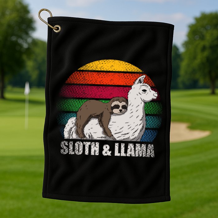 Sloth Riding LLAMA Golf Towel