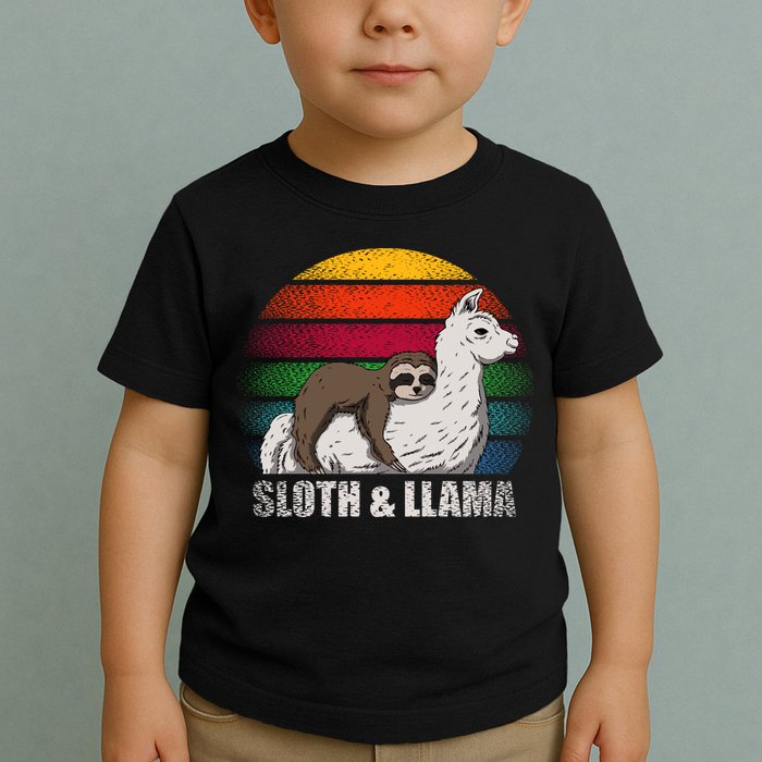 Sloth Riding LLAMA Toddler T-Shirt