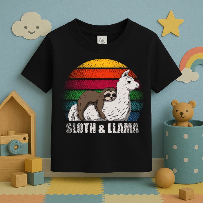 Sloth Riding LLAMA Toddler T-Shirt