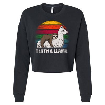 Sloth Riding LLAMA Cropped Pullover Crew