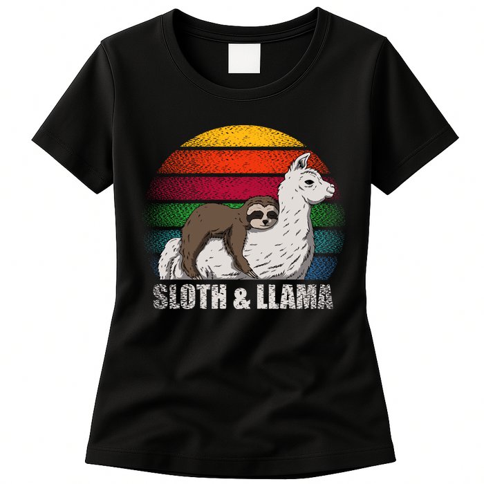 Sloth Riding LLAMA Womens T-Shirt