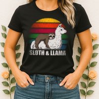 Sloth Riding LLAMA Womens T-Shirt