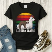 Sloth Riding LLAMA Womens T-Shirt