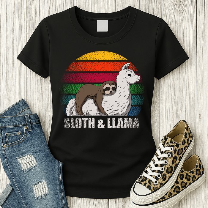 Sloth Riding LLAMA Womens T-Shirt