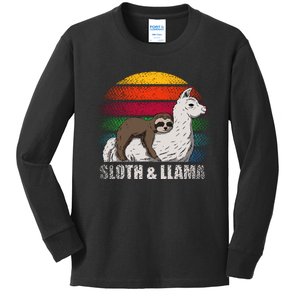 Sloth Riding LLAMA Kids Long Sleeve Shirt