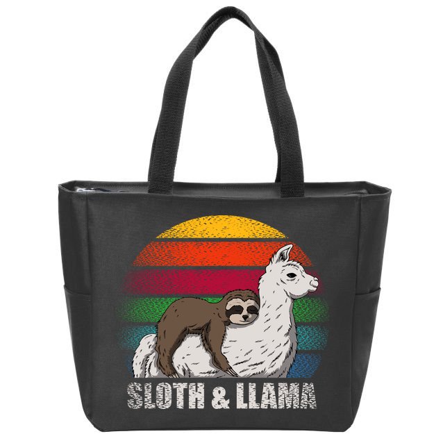 Sloth Riding LLAMA Zip Tote Bag