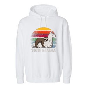 Sloth Riding LLAMA Garment-Dyed Fleece Hoodie