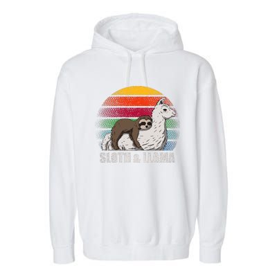 Sloth Riding LLAMA Garment-Dyed Fleece Hoodie