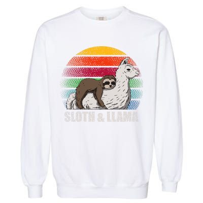 Sloth Riding LLAMA Garment-Dyed Sweatshirt