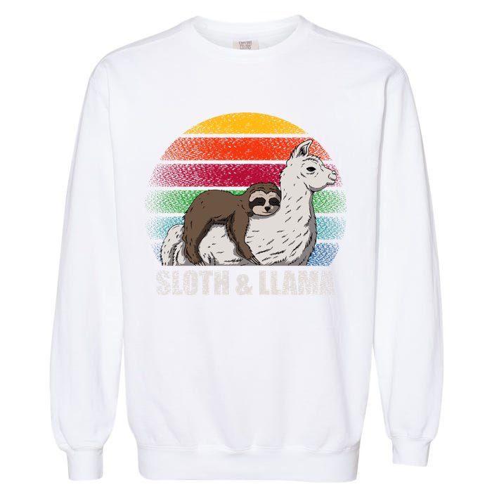 Sloth Riding LLAMA Garment-Dyed Sweatshirt