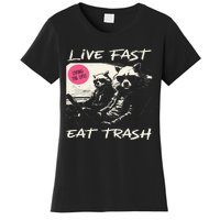 Sunset Raccoon Live Fast Eat Trash And Get Hit By A Car Women's T-Shirt