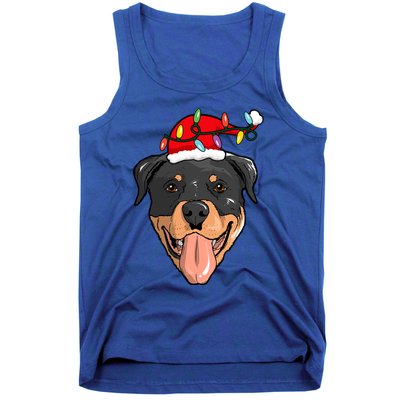 Santa Rottweiler Light Christmas Gift Tank Top