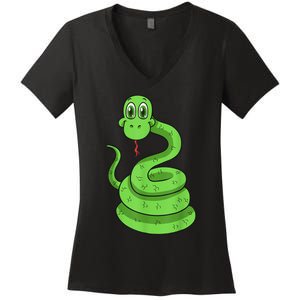 Snake Reptile Lovers Herpetologist Ophiologist Ophiology Women's V-Neck T-Shirt