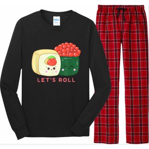 Sushi Roll Lets Roll Funny Japanese Design Long Sleeve Pajama Set