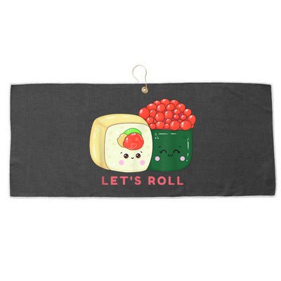 Sushi Roll Lets Roll Funny Japanese Design Large Microfiber Waffle Golf Towel