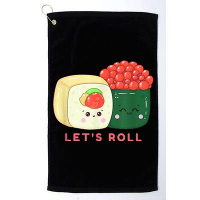 Sushi Roll Lets Roll Funny Japanese Design Platinum Collection Golf Towel