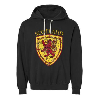 Scottish Rampant Lion Scotland Coat Of Arms Banner Garment-Dyed Fleece Hoodie