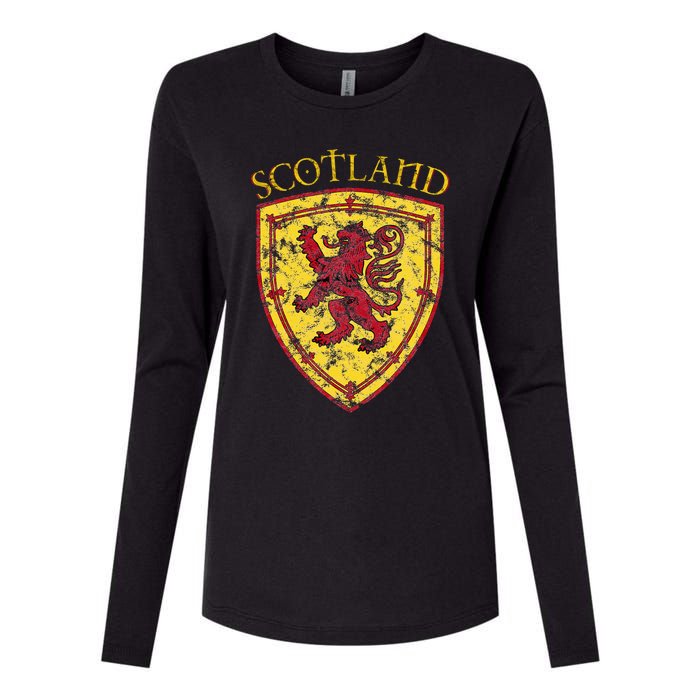 Scottish Rampant Lion Scotland Coat Of Arms Banner Womens Cotton Relaxed Long Sleeve T-Shirt