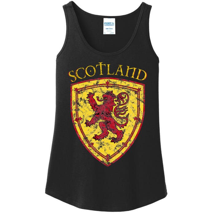 Scottish Rampant Lion Scotland Coat Of Arms Banner Ladies Essential Tank