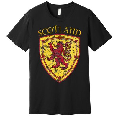 Scottish Rampant Lion Scotland Coat Of Arms Banner Premium T-Shirt