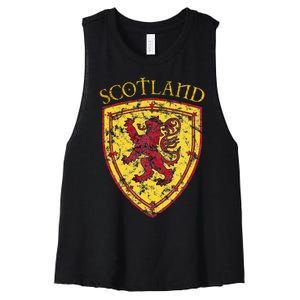 Scottish Rampant Lion Scotland Coat Of Arms Banner Women's Racerback Cropped Tank