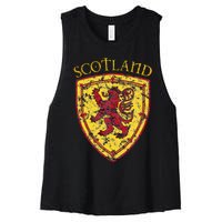 Scottish Rampant Lion Scotland Coat Of Arms Banner Women's Racerback Cropped Tank