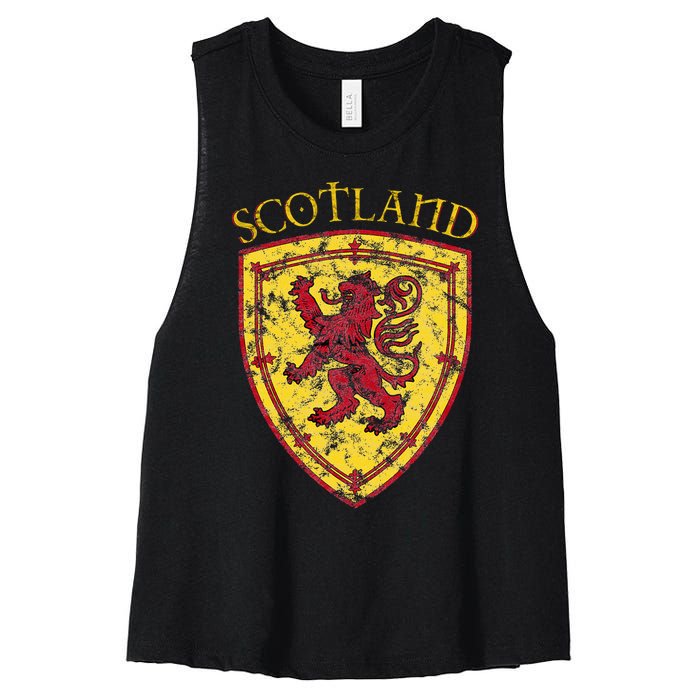 Scottish Rampant Lion Scotland Coat Of Arms Banner Women's Racerback Cropped Tank